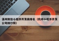 温州微信小程序开发商排名（杭州小程序开发公司排行榜）